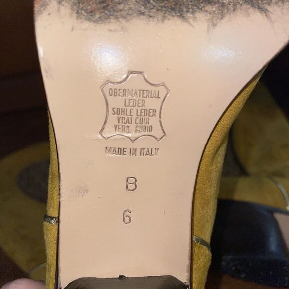 Vintage Andrea Borgini Suede Cowgirl Boots Gold Sheer 80s 90s Italy Sz 6 Western - Picture 11 of 16